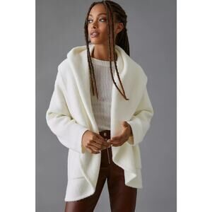 NWT Anthropologie Hygge Cardigan Sweater $198 XS/S Ivory Shawl Collar Oversized